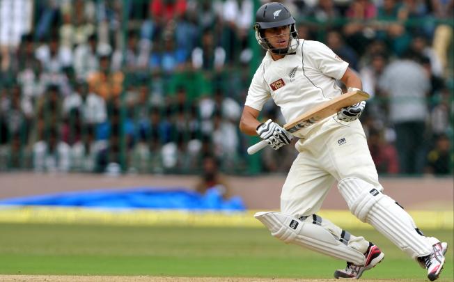 New Zealand batsman Ross Taylor plays a shot during the first day of the second Test match between India and New Zealand. Photo:AFP