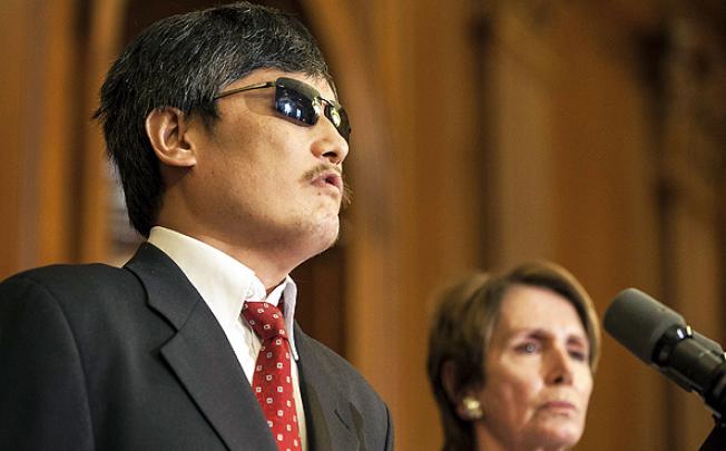 Chen Guangcheng makes a speech on Capitol Hill, Washington. Photo: AFP