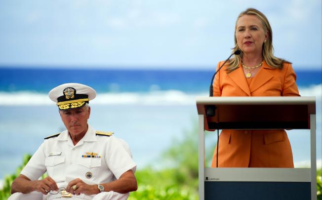 US Secretary of State Hillary Clinton in Rarotonga, Cook Islands last week. She heads to Indonesia on Monday to visit Asean headquarters and urge unity on South China Sea territorial disputes. Photo: AFP