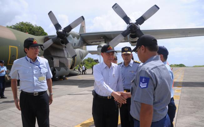 Taiwan's security chief Hu Wei-jen visits Taiping, the biggest islet in the Spratlys, last week. Photo: AFP