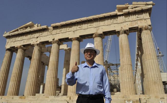 Zhang Dejiang at the Parthenon during a trip to Athens. He earlier impressed Jiang Zemin during a trip to North Korea. Photo: AFP