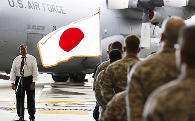 US Defence Secretary Leon Panetta visits the Yokota Air Base on Monday. Photo: AFP