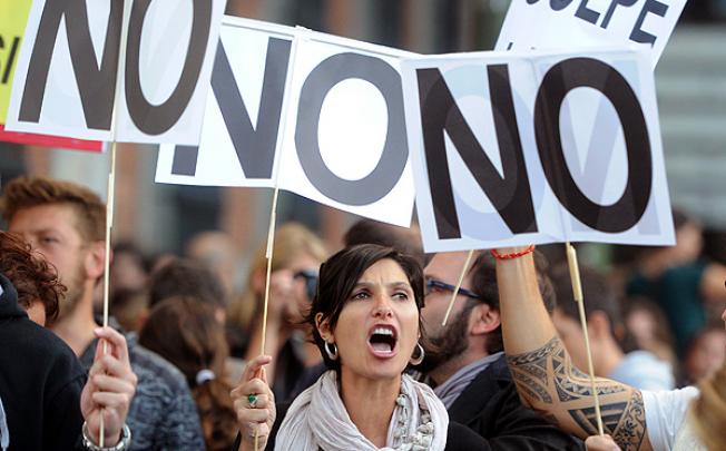 Anti-austerity protesters march in Madrid. Photo: AFP
