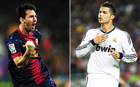 Lionel Messi (left) and Cristiano Ronaldo on Sunday. Photo: AFP