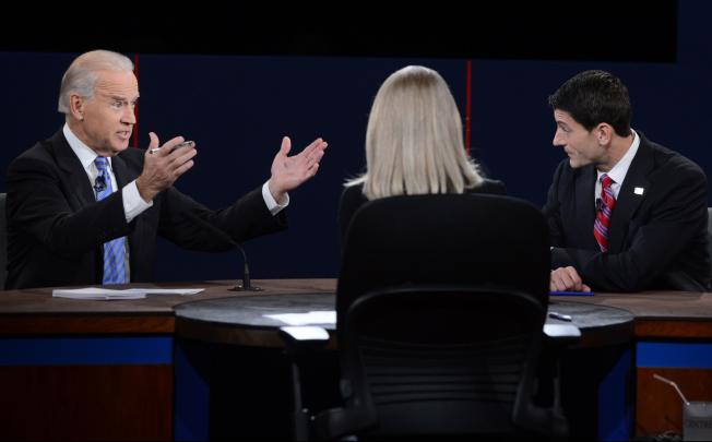 US Vice-President Joe Biden (left) and Republican vice-presidential candidate Paul Ryan (right) participate in the vice-presidential debate at the Norton Center at Centre College in Danville, Kentucky. Photo: AFP 