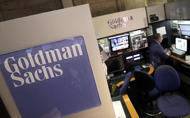 Goldman Sachs' booth on the floor of the New York Stock Exchange. Photo: AP