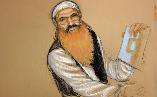 Courtroom sketch of alleged September 11 mastermind Khalid Shaikh Mohammed. Image: AP
