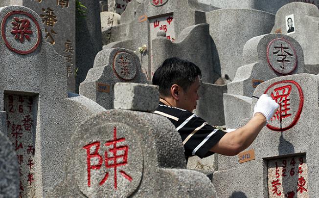 People sweep graves of their ancestors at Diamond Hill cemetery. Photo: Felix Wong