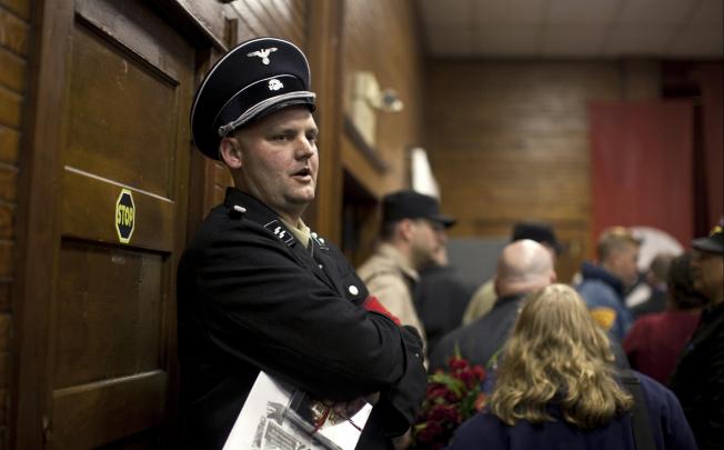 The suspect's father, Jeff Hall, a neo-Nazi, in 2011. Photo: NYT
