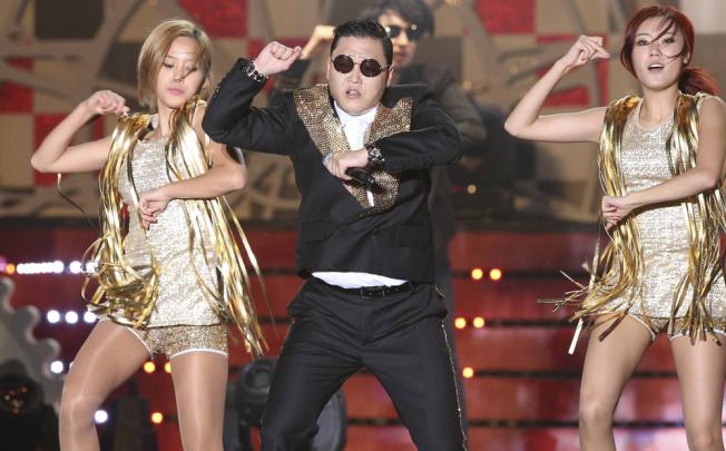 Singer Psy performs "Gangnam Style".