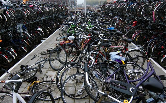I know I left it here somewhere … a bicycle parking area near Delf Station in southern Netherlands. Photo: AFP