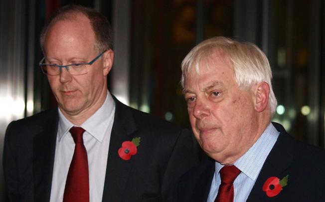 George Entwistle (left) and Chris Patten at BBC headquarters. Photo: AP