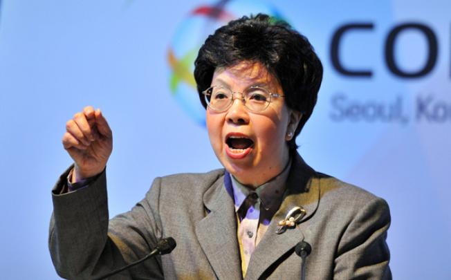 World Health Organisation (WHO) director-general Margaret Chan delivers a speech during a meeting of the WHO's Framework Convention on Tobacco Control (FCTC) in Seoul on Monday. Photo: AFP