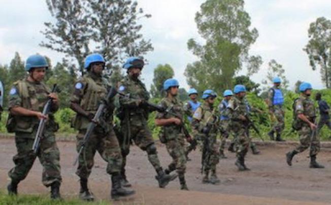 UN Peacekeepers patrol near Goma in eastern DR Congo on Sunday. Photo: EPA