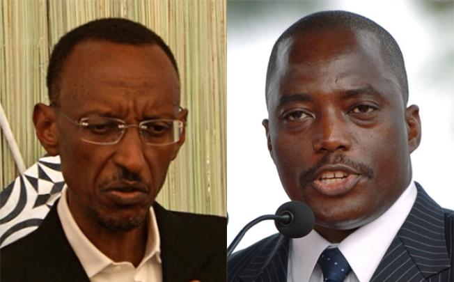 Rwandan president Paul Kagame (left) and President of the Democratic Republic of Congo, Joseph Kabila. Photos: AP and AFP
