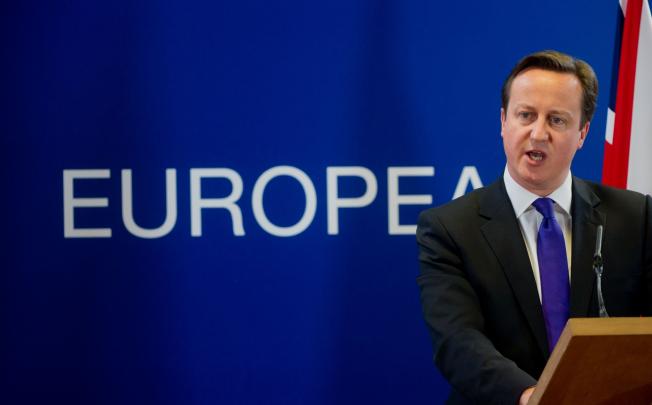  British Prime Minister David Cameron speaks during a press conference during a second day of the European Union leaders summit in Brussels on June 29, 2012. Conservative Party leader Cameron is being urged by some fellow lawmakers to refuse any real terms increase in the EU budget at the summit in November 2012. Photo: AFP