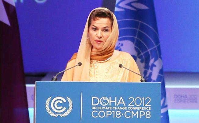 United Nations Convention on Climate Change Executive Secretary Christiana Figueres delivers a speech during the opening ceremony of the 18th United Nations Convention on Climate Change in Doha on Monday. Photo: AFP