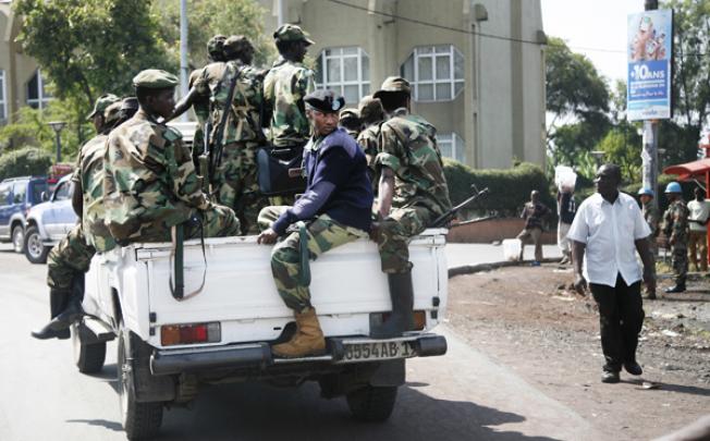 M23 rebels patrol in Goma on Monday. Photo: AP