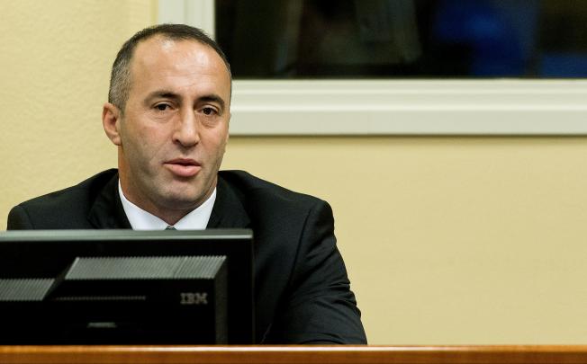 Kosovo's ex-prime minister Ramush Haradinaj during his retrial in The Hague. Photo: AFP