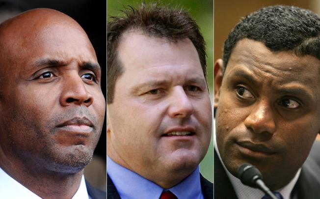 From left: Barry Bonds, Roger Clemens and Sammy Sosa.