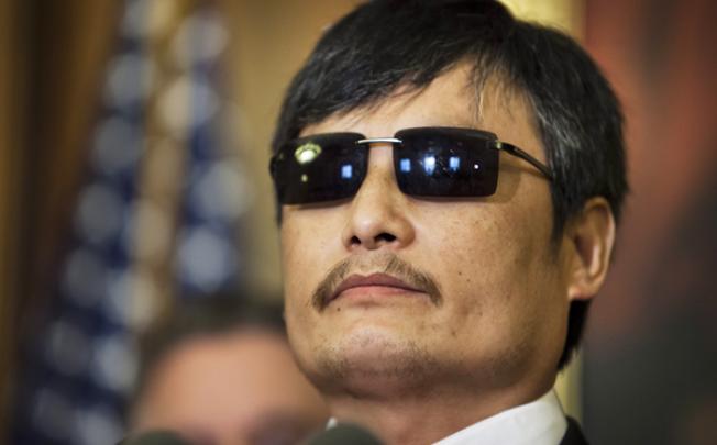 Chinese civil rights activist Chen Guangcheng speaks during a press conference in the Rayburn Room of the US Capitol in Washington on August 1, 2012. Photo: EPA