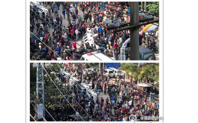 Police clashed with thousands of rioters on Friday in Dongxing, Guangxi Province. Photo: Screenshot from Sina Weibo