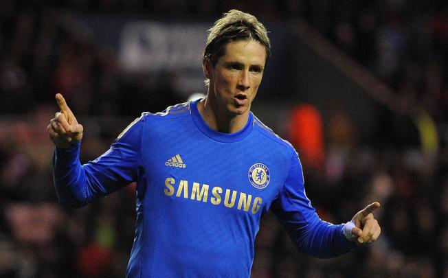 Chelsea's Fernando Torres celebrates after scoring a penalty for his second goal against Sunderland. Photo: AFP