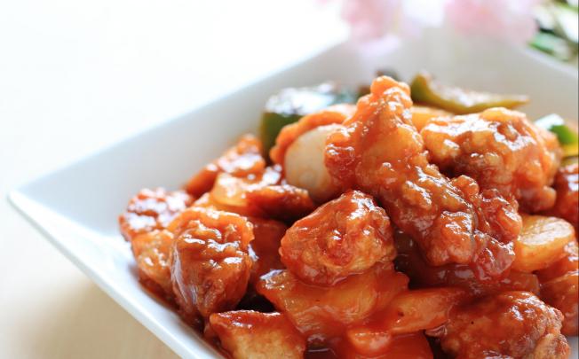 Sweet and Sour Pork, also known as 'gu lou yook'