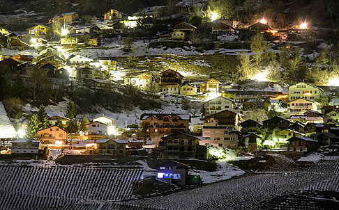The Swiss village of Daillon, early on Thursday, where a gunman killed three people and wounding two others. Photo: AFP 