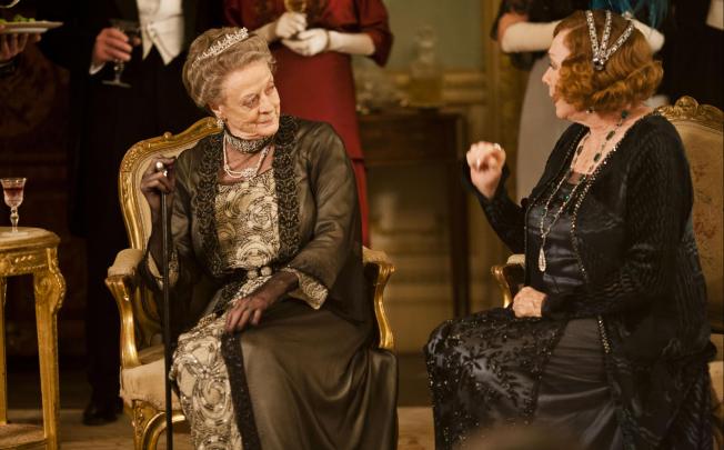 Maggie Smith (left) and Shirley MacLaine in a scene from the third season of ''Downton Abbey''. Photo: AP
