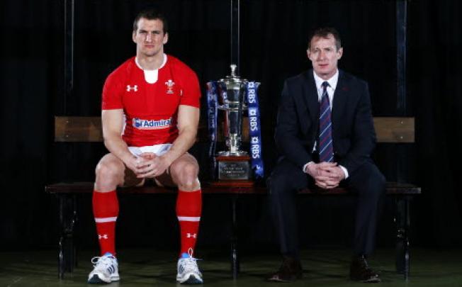 Wales' rugby union team captain Sam Warburton (left) and head coach Rob Howley promote the forthcoming Six Nations tournament in London. Photo: Reuters
