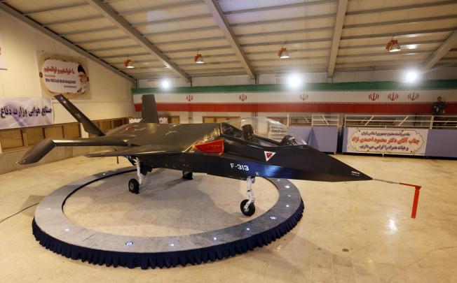 Iran’s Qaher-313 fighter jet is unveiled yesterday. Photo: AFP