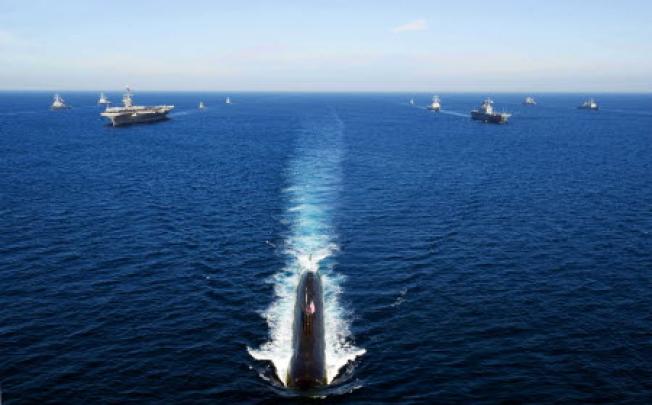 US and South Korean ships in the East Sea. South Korea and the US will hold a joint naval exercise next week. Photo: AFP