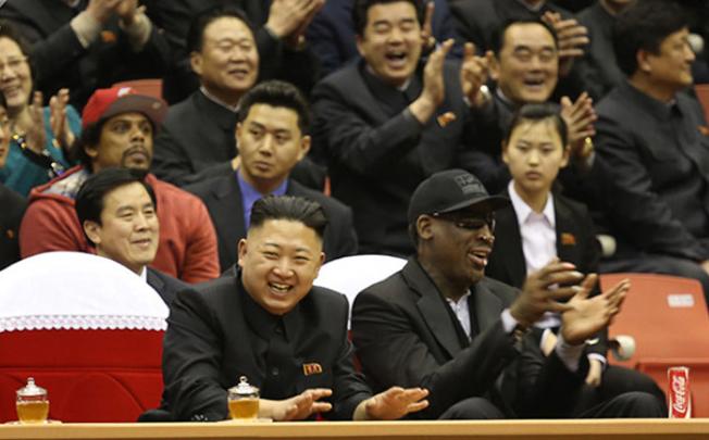 Dennis Rodman pictured with North Korean leader King Jong-Un during a visit to the country last month. Photo: AFP