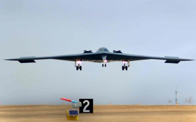 A US Air Force B-2 stealth bomber lands at Whiteman Air Force Base in Missouri on March 20. Photo: Reuters