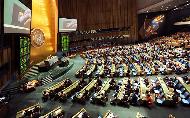 The UN General Assembly holds a vote on the arms trade treaty at the United Nations headquarters in New York. Photo: Xinhua