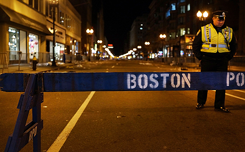 A street in Boston is almost deserted after a day of chaos and tragedy. Photo: AFP