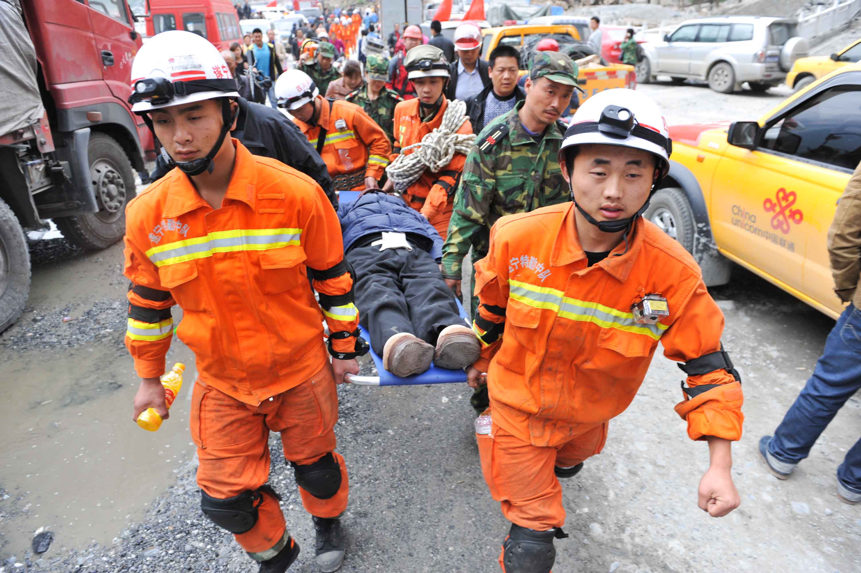 The quake-hit town of Muping, Baoxing County, where rescuers found an injured 78-year-old man five days after the quake struck. Photo: Xinhua