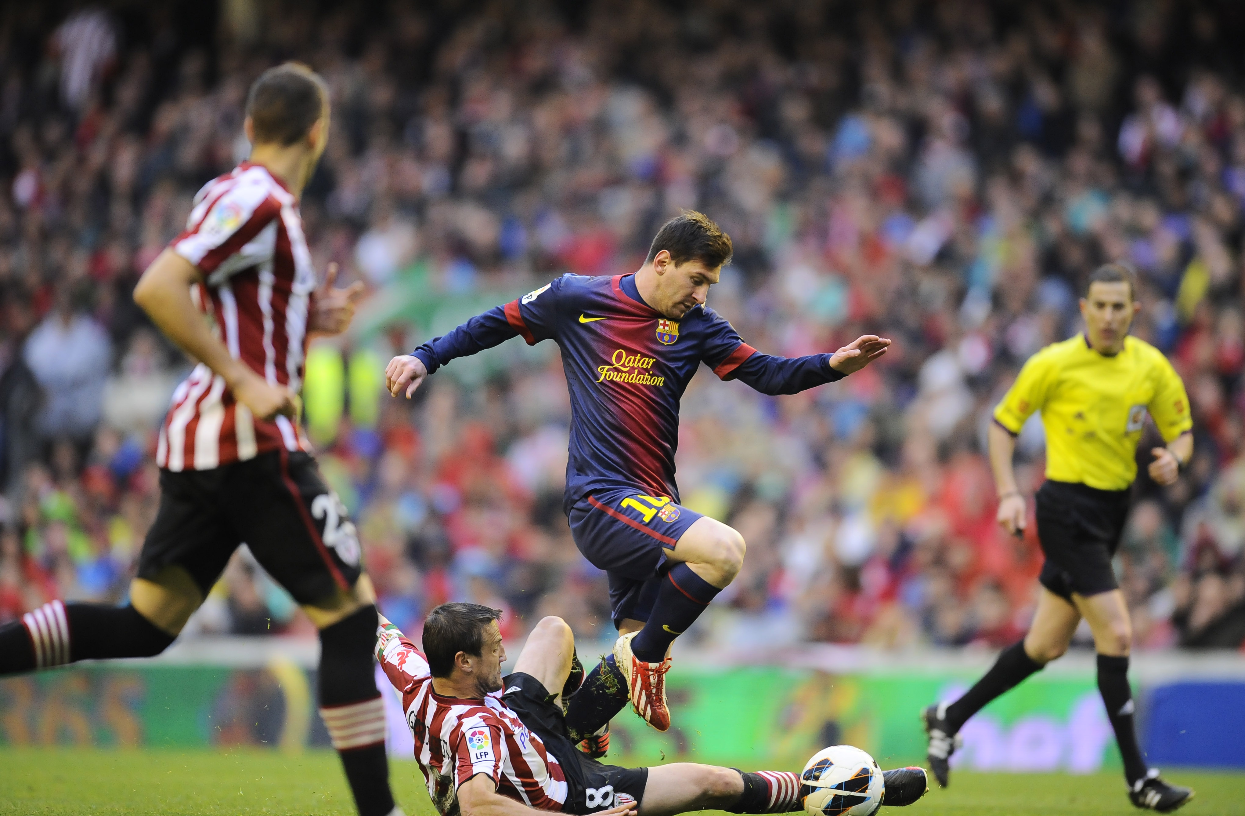 Lionel Messi helped Barcelona equalise in the 67th minute. Photo: AP