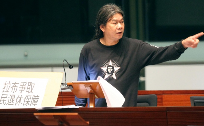 Lawmaker Leung Kwok-hung at the debate. Photo: Edward Wong