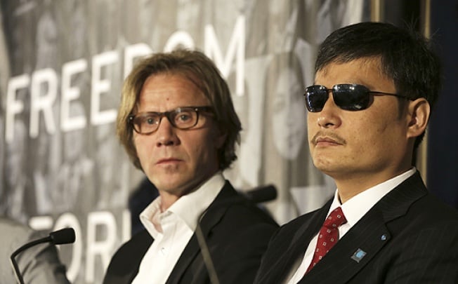 General Secretary of Norwegian Amnesty International Jon Peder Egenaes and Chinese human rights activists Chen Guangcheng attend the Oslo Freedom Forum on Monday. Photo: Reuters