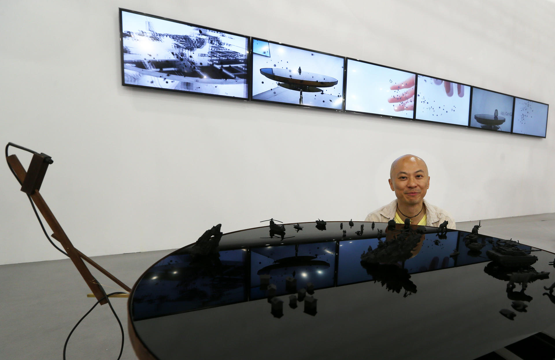 Hung Keung with his installation at Art Basel - Hong Kong.Photo: Sam Tsang
