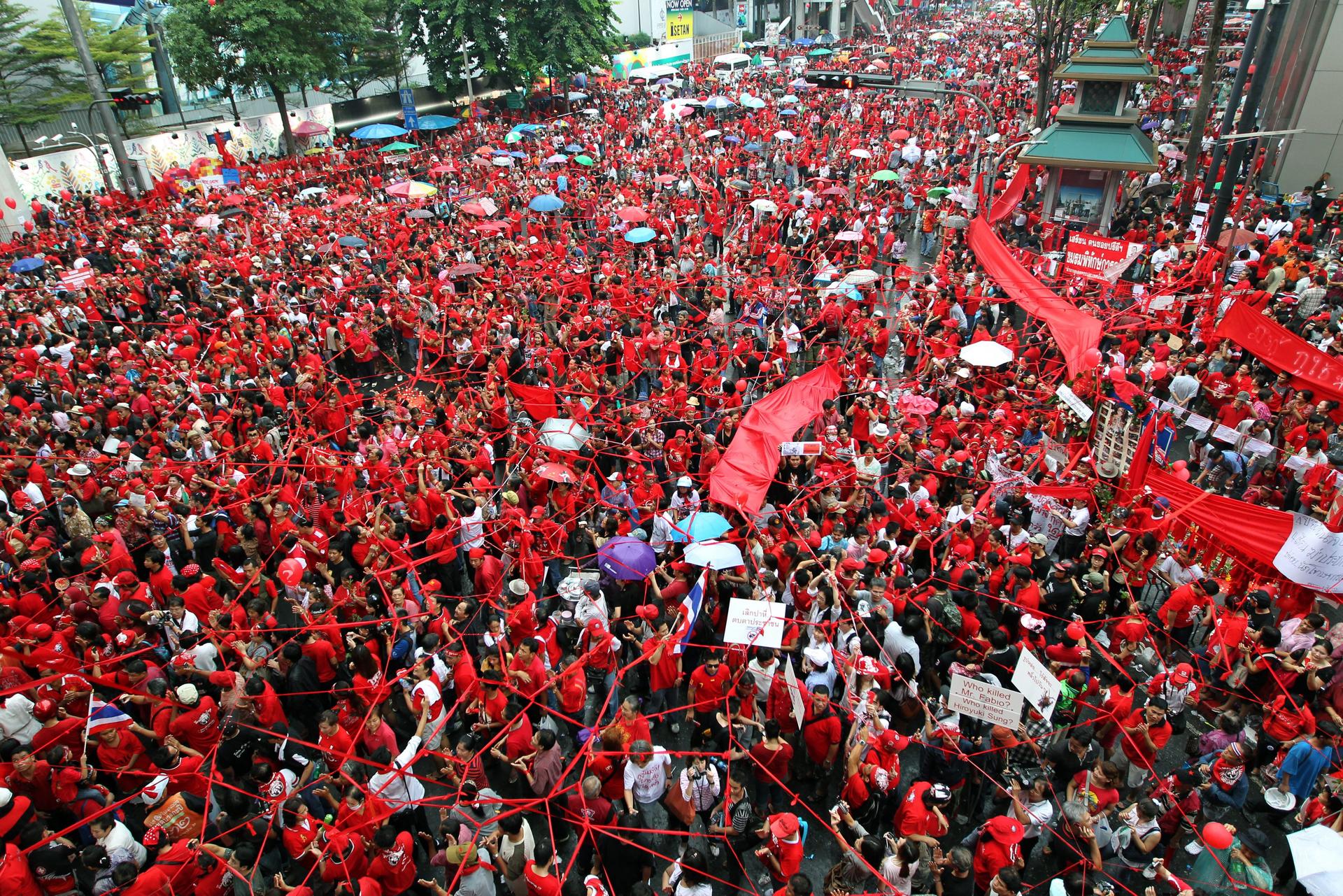 Thai protesters mark the anniversary of the 2006 military coup. Photo: EPA