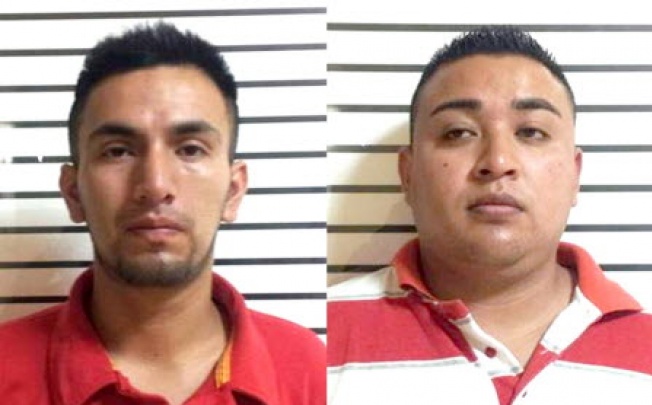 Manuel Alejandro Perez de Jesus, 24 (left) and David Hernandez Cruz, 24, after being arrested in Mexico City. Both men were arrested in connection with the death of Malcolm Shabazz. Photo: AP