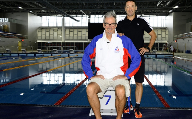 Neil Harvey (sitting) and Patrick Kelly. Photo: Richard Castka/Sportpix International