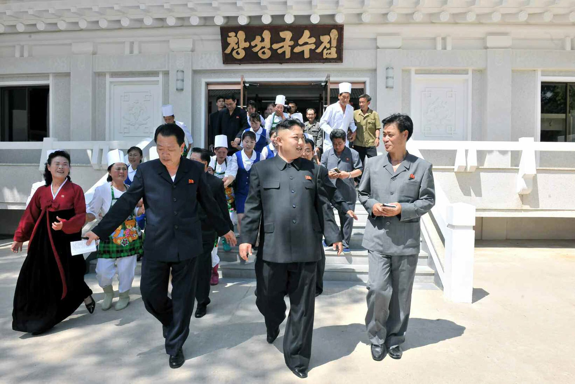 Earlier this year, North Korean leader Kim Jong-un (centre) enshrined the drive to build a nuclear arsenal, as well as building the economy, as national goals. Photo: EPA