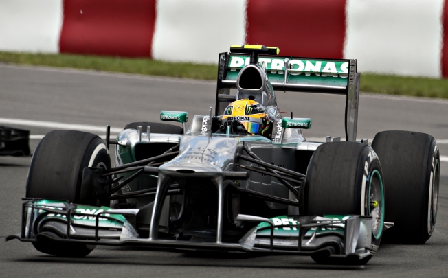 Mercedes Formula One driver Lewis Hamilton drives in the Canadian F1 Grand Prix in Montreal, Canada. Photo: Xinhua