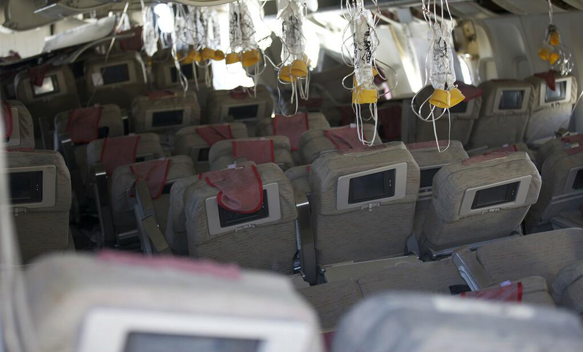 The interior of the aircraft after the crash. Photo: EPA
