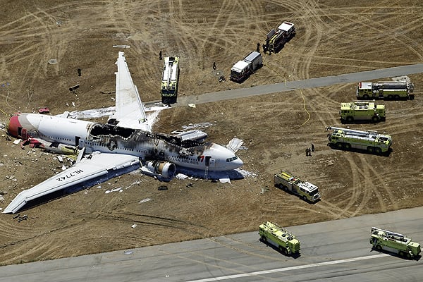 The wreckage of Asiana Flight 214 in San Francisco