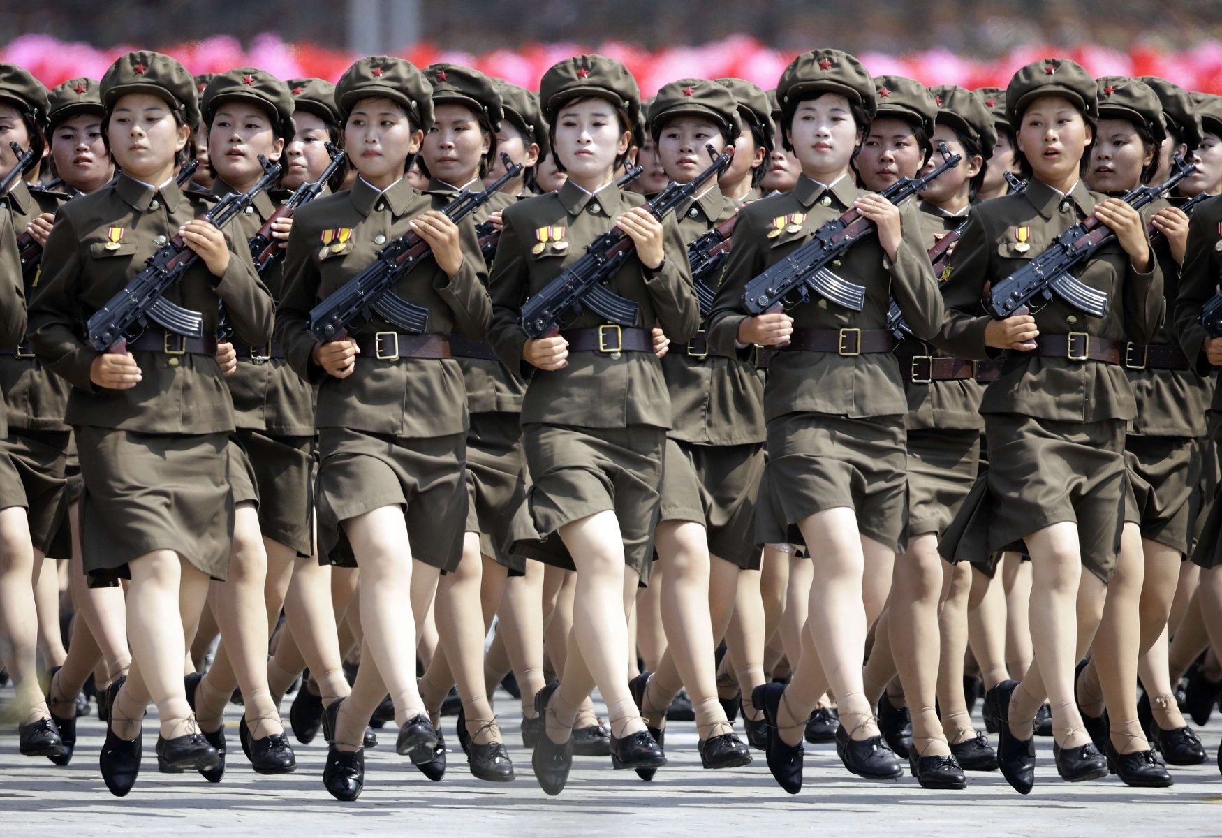North Korean soldiers march in Pyongyang yesterday to mark the 60th anniversary of the Korean war armistice. Photo: Reuters